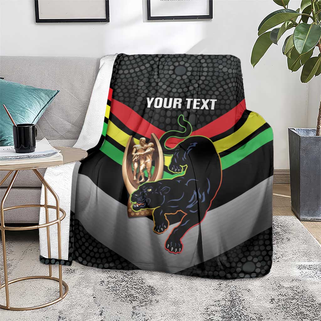 Personalised Panthers Rugby 2024 Blanket Mascot With Trophy Go Champions Aboriginal Art