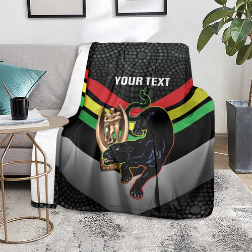 Personalised Panthers Rugby 2024 Blanket Mascot With Trophy Go Champions Aboriginal Art