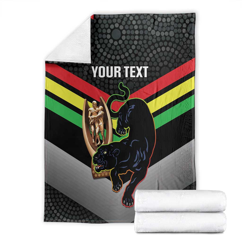 Personalised Panthers Rugby 2024 Blanket Mascot With Trophy Go Champions Aboriginal Art