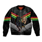 Personalised Panthers Rugby 2024 Bomber Jacket Mascot With Trophy Go Champions Aboriginal Art