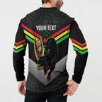 Personalised Panthers Rugby 2024 Button Sweatshirt Mascot With Trophy Go Champions Aboriginal Art