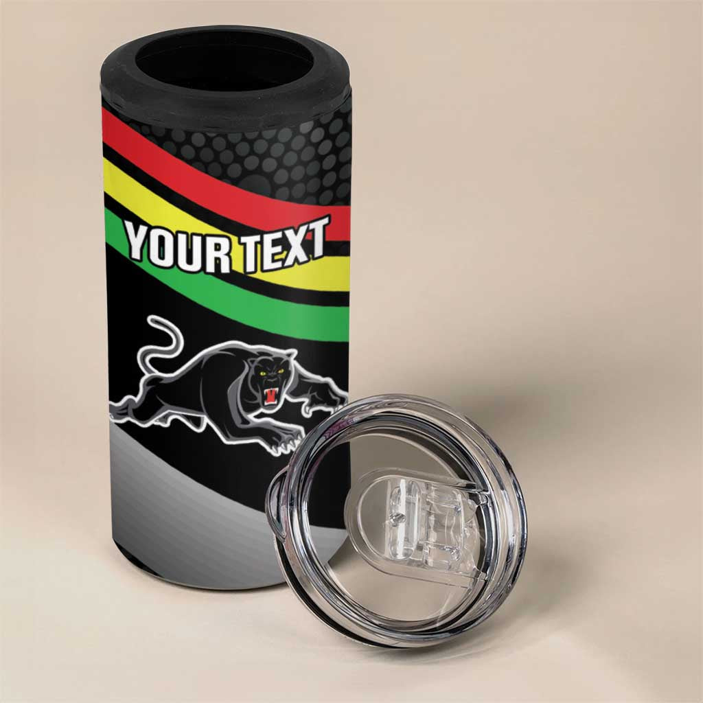 Personalised Panthers Rugby 2024 4 in 1 Can Cooler Tumbler Mascot With Trophy Go Champions Aboriginal Art