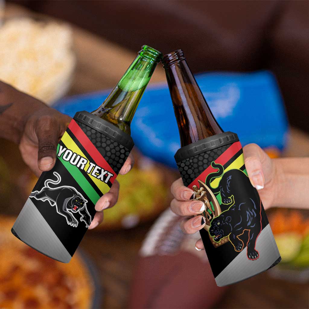 Personalised Panthers Rugby 2024 4 in 1 Can Cooler Tumbler Mascot With Trophy Go Champions Aboriginal Art