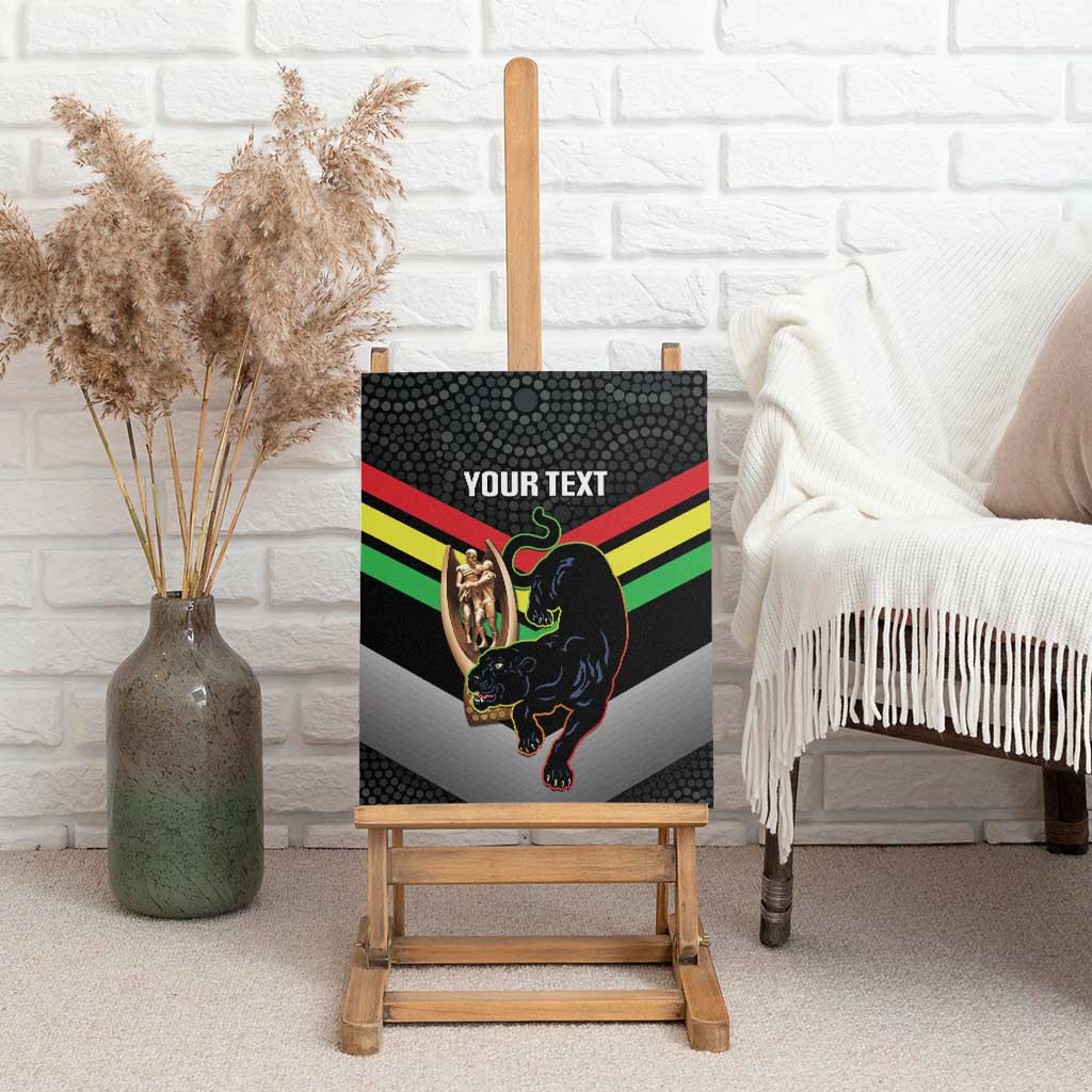 Personalised Panthers Rugby 2024 Canvas Wall Art Mascot With Trophy Go Champions Aboriginal Art