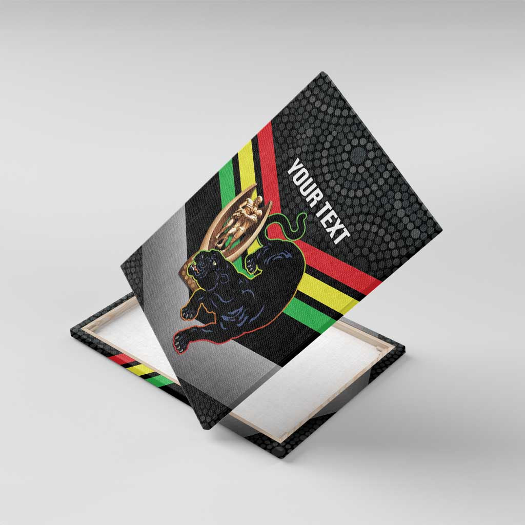 Personalised Panthers Rugby 2024 Canvas Wall Art Mascot With Trophy Go Champions Aboriginal Art