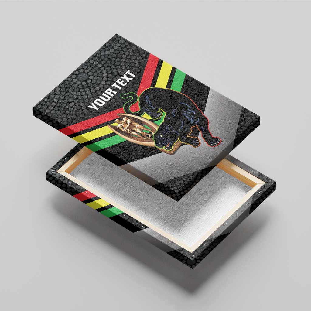 Personalised Panthers Rugby 2024 Canvas Wall Art Mascot With Trophy Go Champions Aboriginal Art