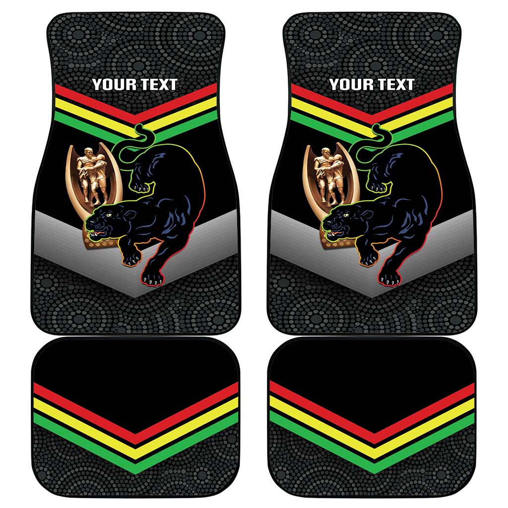 Personalised Panthers Rugby 2024 Car Mats Mascot With Trophy Go Champions Aboriginal Art