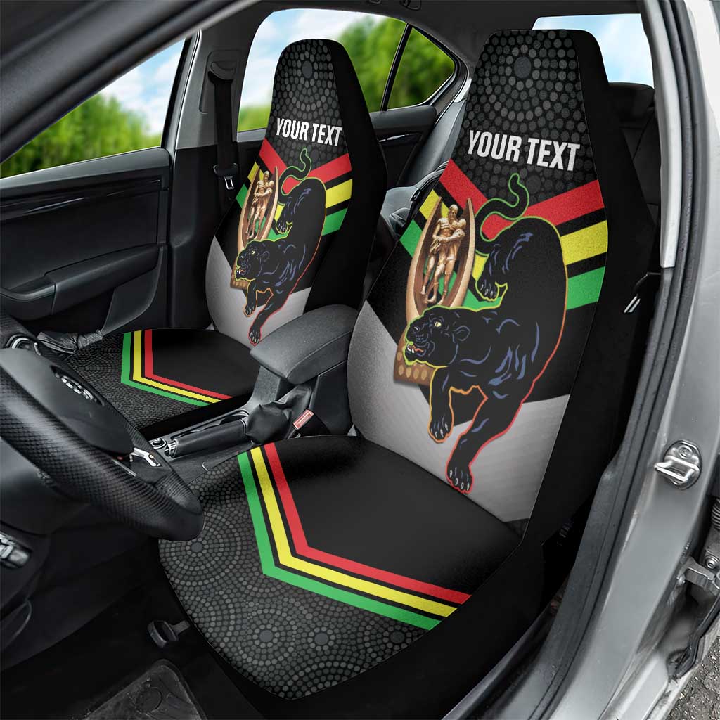 Personalised Panthers Rugby 2024 Car Seat Cover Mascot With Trophy Go Champions Aboriginal Art