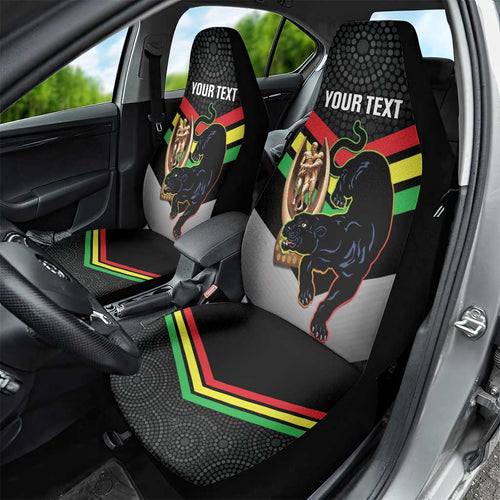 Personalised Panthers Rugby 2024 Car Seat Cover Mascot With Trophy Go Champions Aboriginal Art
