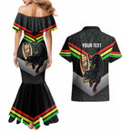 Personalised Panthers Rugby 2024 Couples Matching Mermaid Dress and Hawaiian Shirt Mascot With Trophy Go Champions Aboriginal Art