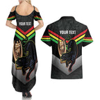 Personalised Panthers Rugby 2024 Couples Matching Summer Maxi Dress and Hawaiian Shirt Mascot With Trophy Go Champions Aboriginal Art
