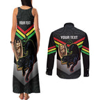Personalised Panthers Rugby 2024 Couples Matching Tank Maxi Dress and Long Sleeve Button Shirt Mascot With Trophy Go Champions Aboriginal Art