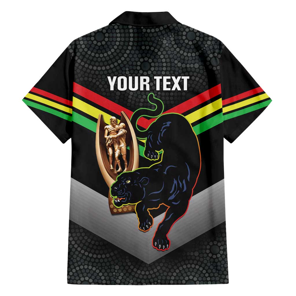 Personalised Panthers Rugby 2024 Family Matching Long Sleeve Bodycon Dress and Hawaiian Shirt Mascot With Trophy Go Champions Aboriginal Art