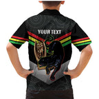 Personalised Panthers Rugby 2024 Family Matching Mermaid Dress and Hawaiian Shirt Mascot With Trophy Go Champions Aboriginal Art