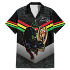 Personalised Panthers Rugby 2024 Family Matching Mermaid Dress and Hawaiian Shirt Mascot With Trophy Go Champions Aboriginal Art