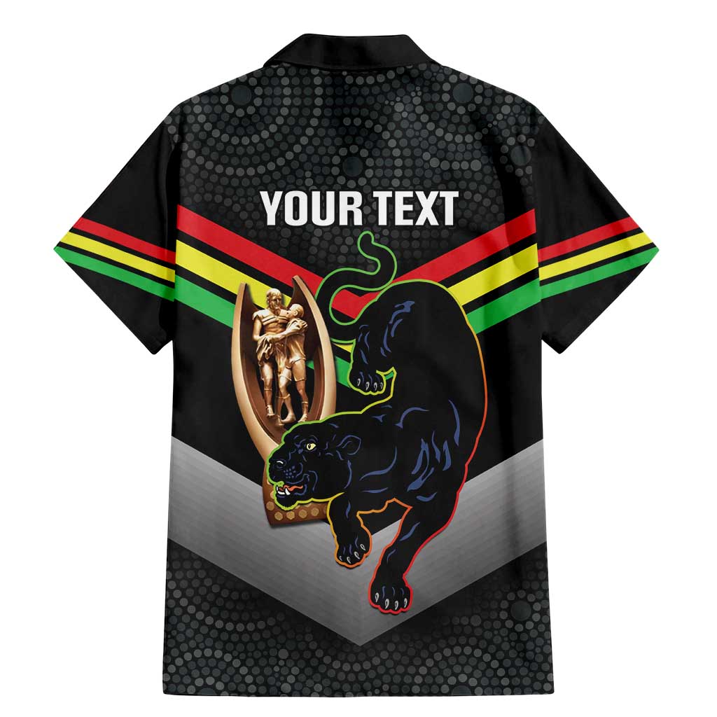 Personalised Panthers Rugby 2024 Family Matching Mermaid Dress and Hawaiian Shirt Mascot With Trophy Go Champions Aboriginal Art