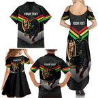 Personalised Panthers Rugby 2024 Family Matching Summer Maxi Dress and Hawaiian Shirt Mascot With Trophy Go Champions Aboriginal Art