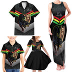 Personalised Panthers Rugby 2024 Family Matching Tank Maxi Dress and Hawaiian Shirt Mascot With Trophy Go Champions Aboriginal Art
