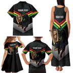 Personalised Panthers Rugby 2024 Family Matching Tank Maxi Dress and Hawaiian Shirt Mascot With Trophy Go Champions Aboriginal Art