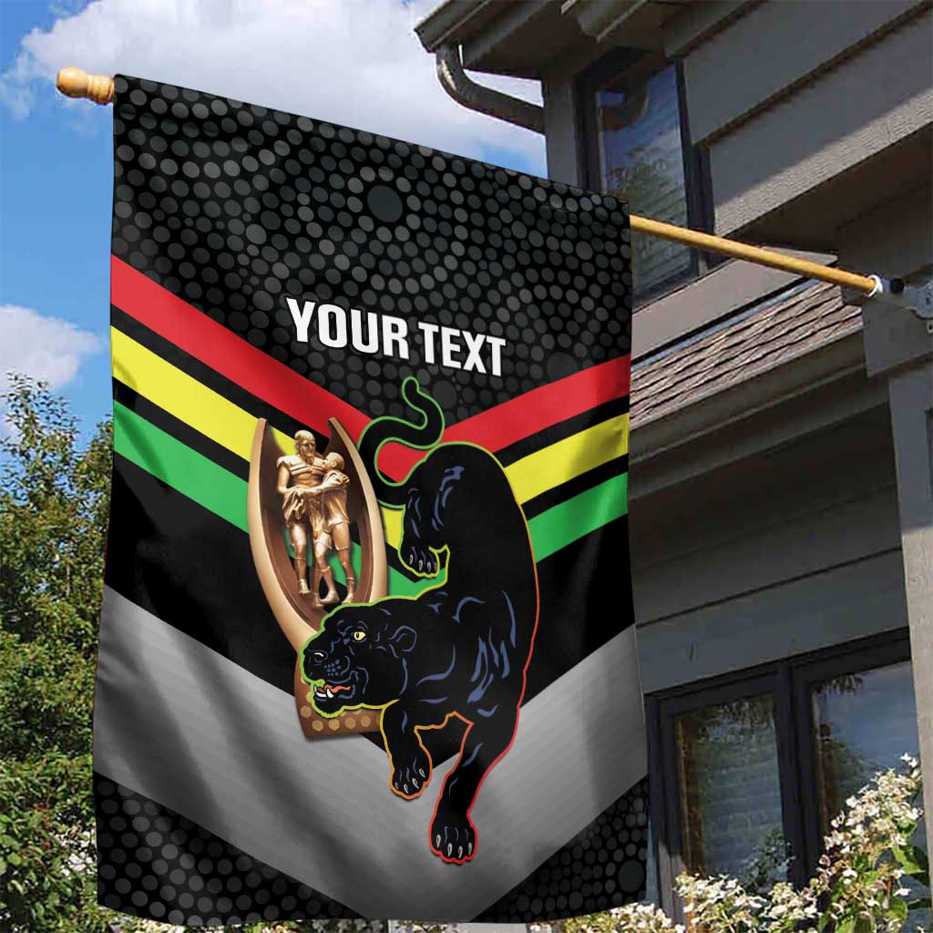 Personalised Panthers Rugby 2024 Garden Flag Mascot With Trophy Go Champions Aboriginal Art