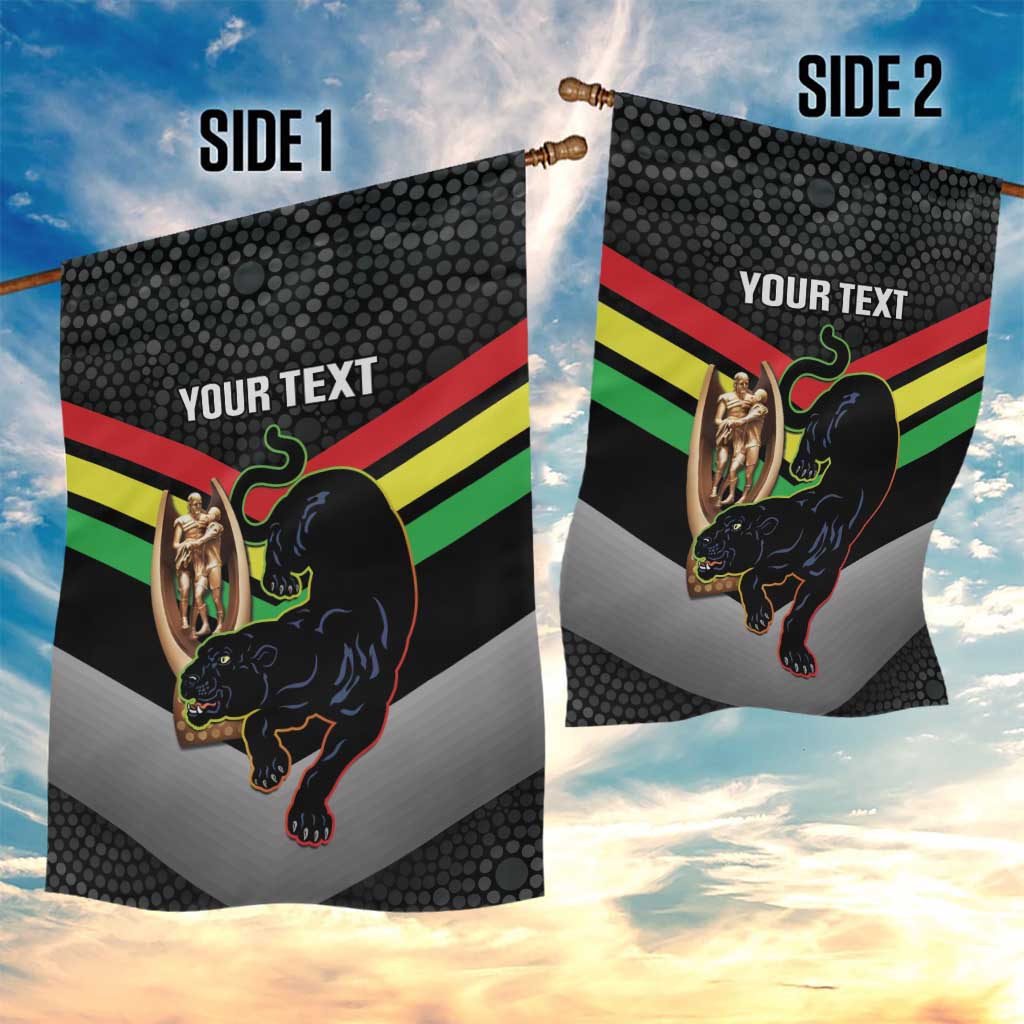 Personalised Panthers Rugby 2024 Garden Flag Mascot With Trophy Go Champions Aboriginal Art