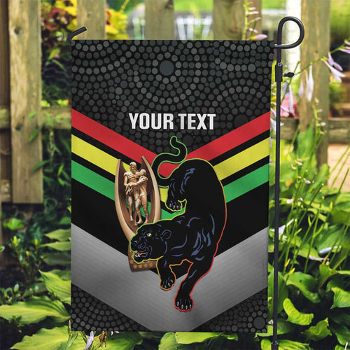 Personalised Panthers Rugby 2024 Garden Flag Mascot With Trophy Go Champions Aboriginal Art