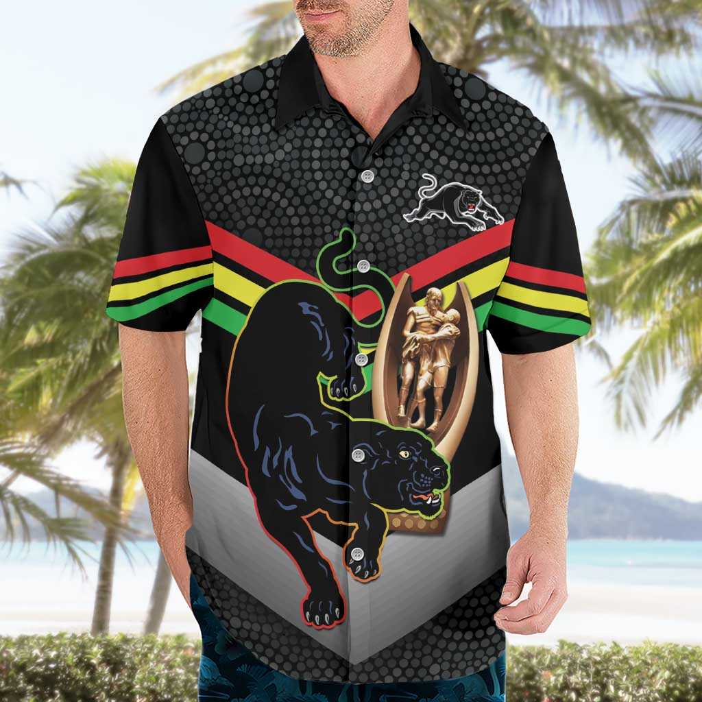 Personalised Panthers Rugby 2024 Hawaiian Shirt Mascot With Trophy Go Champions Aboriginal Art
