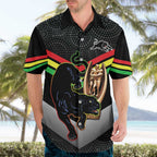Personalised Panthers Rugby 2024 Hawaiian Shirt Mascot With Trophy Go Champions Aboriginal Art