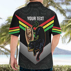 Personalised Panthers Rugby 2024 Hawaiian Shirt Mascot With Trophy Go Champions Aboriginal Art
