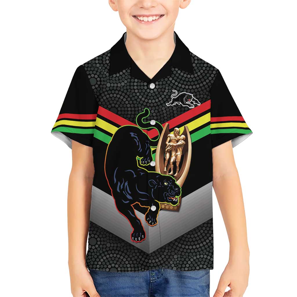 Personalised Panthers Rugby 2024 Hawaiian Shirt Mascot With Trophy Go Champions Aboriginal Art