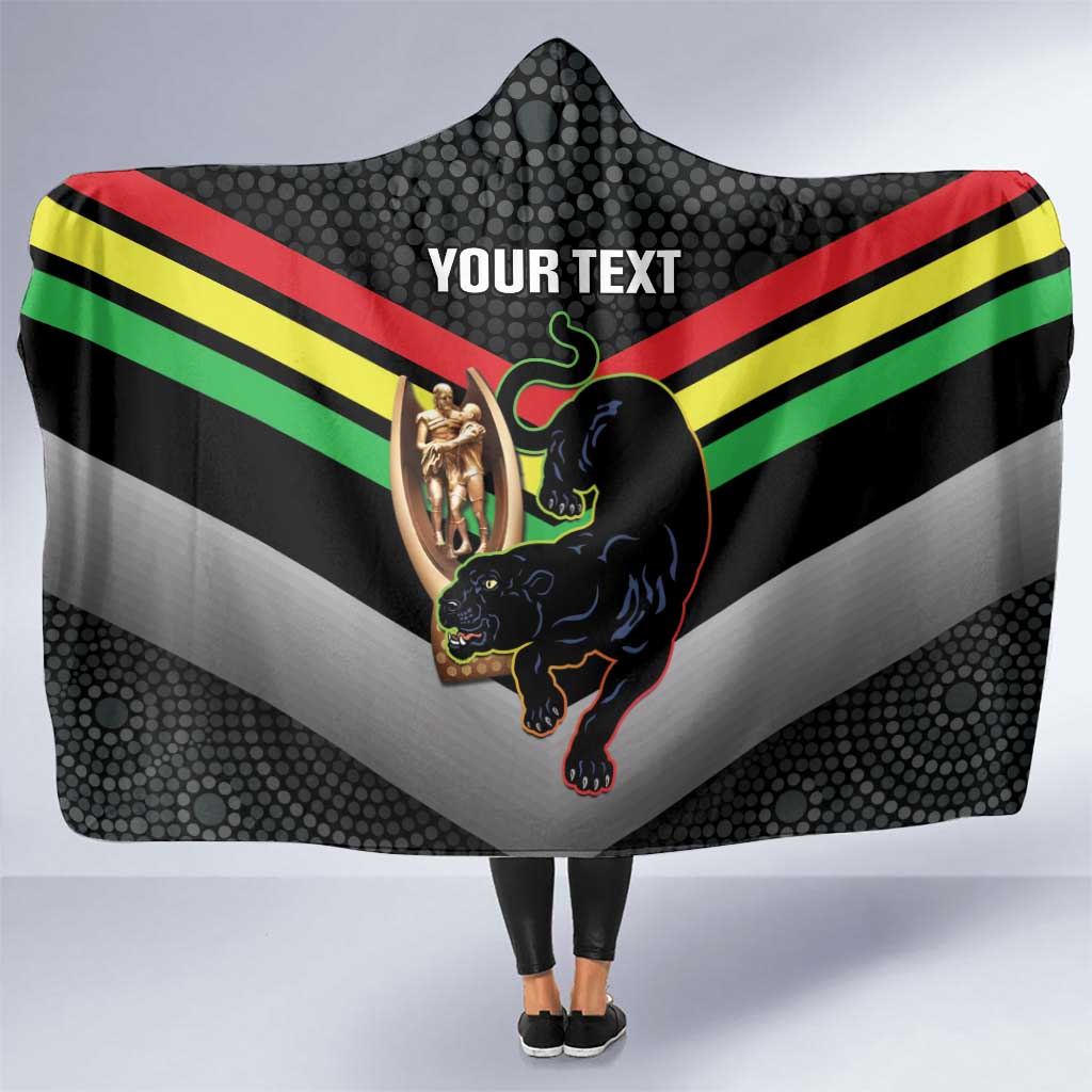 Personalised Panthers Rugby 2024 Hooded Blanket Mascot With Trophy Go Champions Aboriginal Art