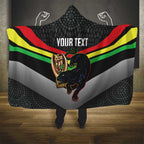 Personalised Panthers Rugby 2024 Hooded Blanket Mascot With Trophy Go Champions Aboriginal Art