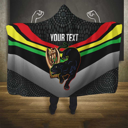 Personalised Panthers Rugby 2024 Hooded Blanket Mascot With Trophy Go Champions Aboriginal Art