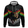 Personalised Panthers Rugby 2024 Hoodie Mascot With Trophy Go Champions Aboriginal Art