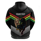 Personalised Panthers Rugby 2024 Hoodie Mascot With Trophy Go Champions Aboriginal Art