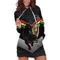 Personalised Panthers Rugby 2024 Hoodie Dress Mascot With Trophy Go Champions Aboriginal Art