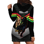Personalised Panthers Rugby 2024 Hoodie Dress Mascot With Trophy Go Champions Aboriginal Art