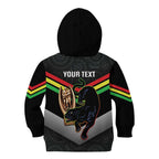 Personalised Panthers Rugby 2024 Kid Hoodie Mascot With Trophy Go Champions Aboriginal Art