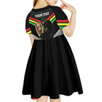 Personalised Panthers Rugby 2024 Kid Short Sleeve Dress Mascot With Trophy Go Champions Aboriginal Art