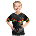 Personalised Panthers Rugby 2024 Kid T Shirt Mascot With Trophy Go Champions Aboriginal Art