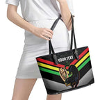 Personalised Panthers Rugby 2024 Leather Tote Bag Mascot With Trophy Go Champions Aboriginal Art
