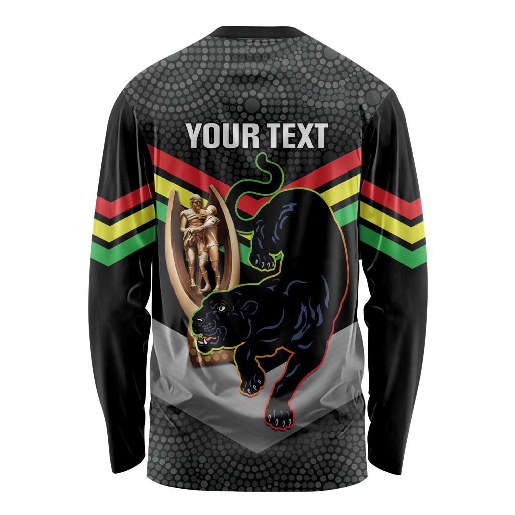 Personalised Panthers Rugby 2024 Long Sleeve Shirt Mascot With Trophy Go Champions Aboriginal Art