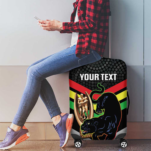 Personalised Panthers Rugby 2024 Luggage Cover Mascot With Trophy Go Champions Aboriginal Art