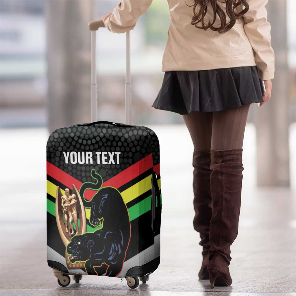 Personalised Panthers Rugby 2024 Luggage Cover Mascot With Trophy Go Champions Aboriginal Art