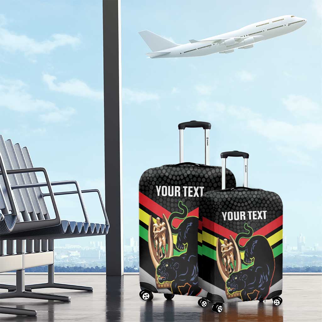 Personalised Panthers Rugby 2024 Luggage Cover Mascot With Trophy Go Champions Aboriginal Art