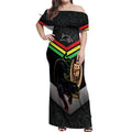 Personalised Panthers Rugby 2024 Off Shoulder Maxi Dress Mascot With Trophy Go Champions Aboriginal Art