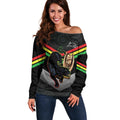 Personalised Panthers Rugby 2024 Off Shoulder Sweater Mascot With Trophy Go Champions Aboriginal Art