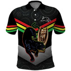 Personalised Panthers Rugby 2024 Polo Shirt Mascot With Trophy Go Champions Aboriginal Art