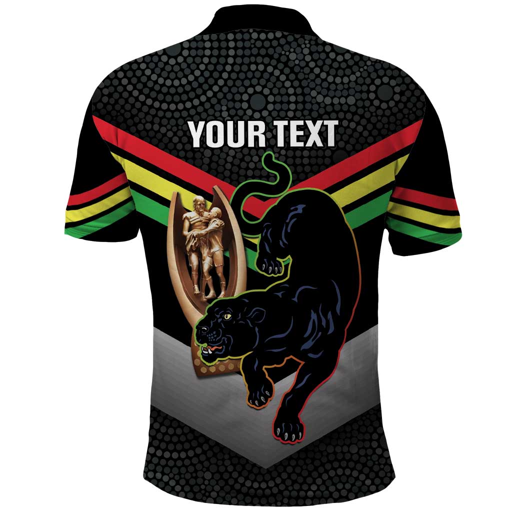 Personalised Panthers Rugby 2024 Polo Shirt Mascot With Trophy Go Champions Aboriginal Art