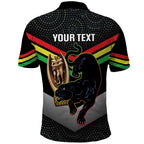 Personalised Panthers Rugby 2024 Polo Shirt Mascot With Trophy Go Champions Aboriginal Art